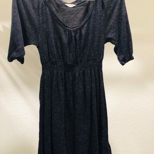 3/4 sleeve cotton dark grey dress